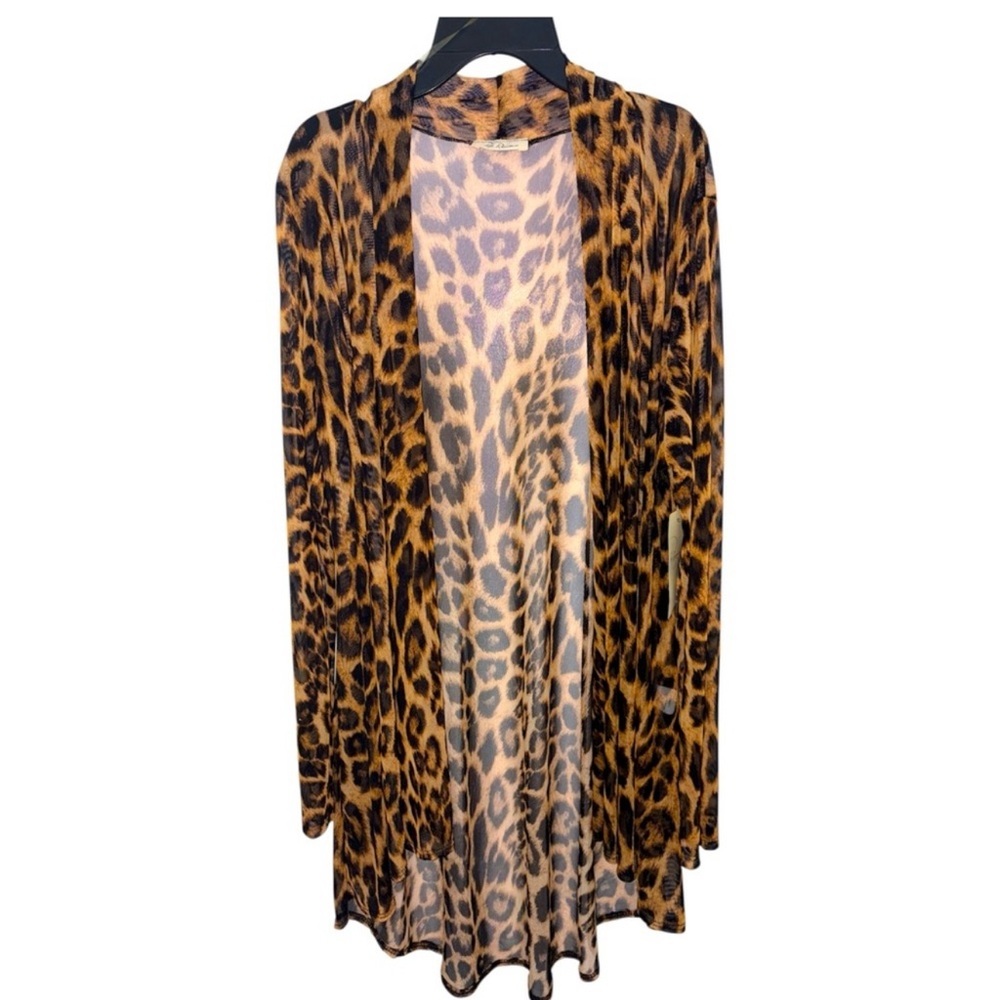 NWT Rae Republic Leopard Print Open Front‎ Cardigan Women’s Size Large